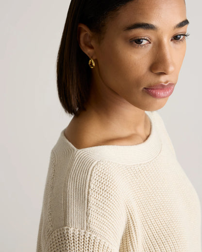 100% Organic Cotton Fisherman Boatneck Sweater - XS / Navy