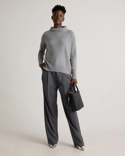 Mongolian Cashmere Funnel Neck Sweater - XS / Heather Grey