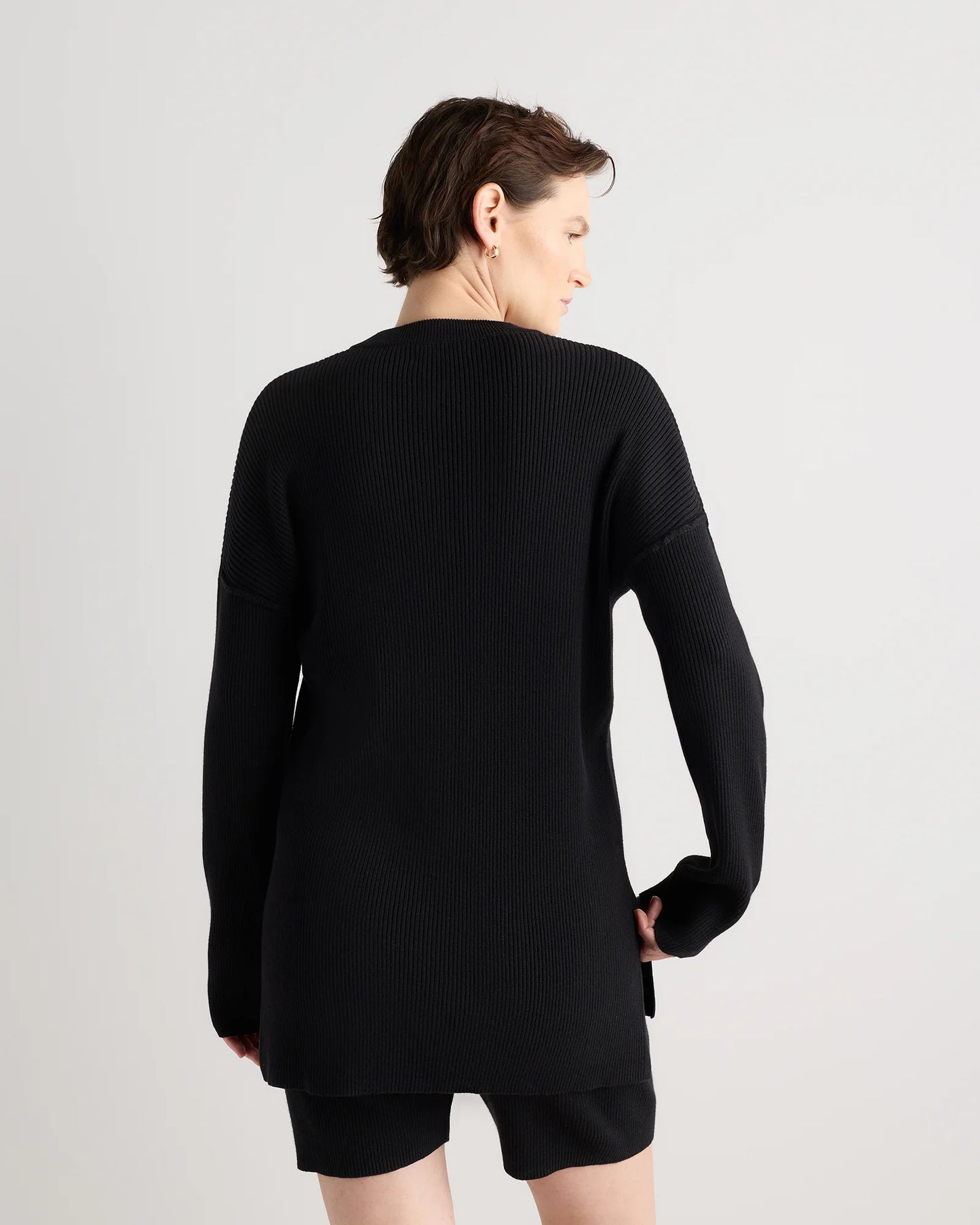 Cotton Cashmere Oversized Maternity Sweater - XS / Black