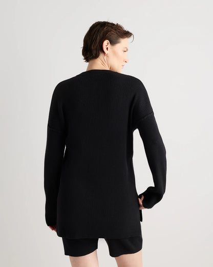 Cotton Cashmere Oversized Maternity Sweater - XS / Black
