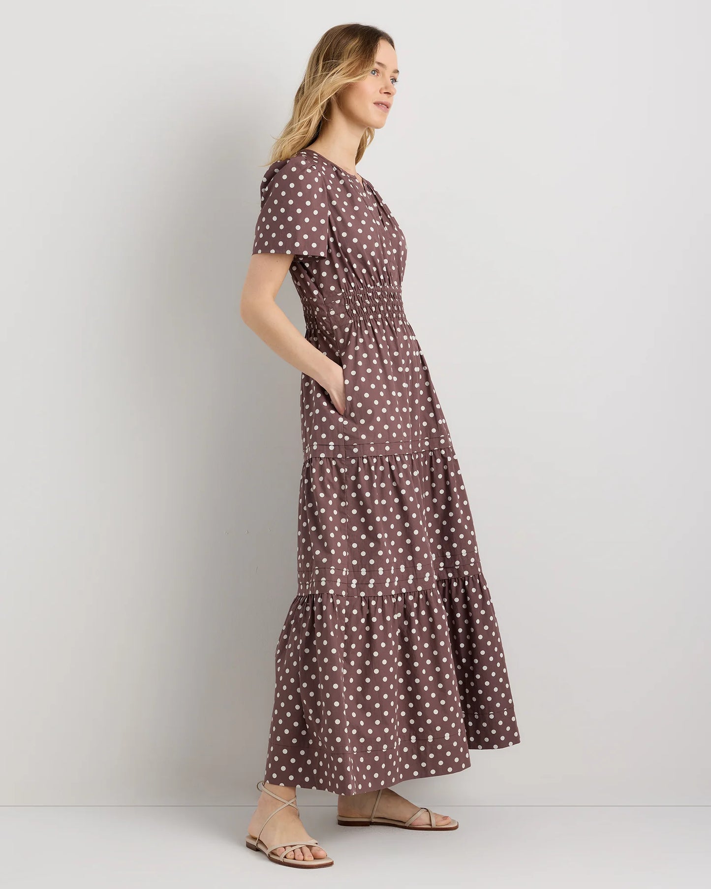 100% Organic Cotton Poplin Tiered Maxi Dress - XS / Riviera Blue Heirloom Floral
