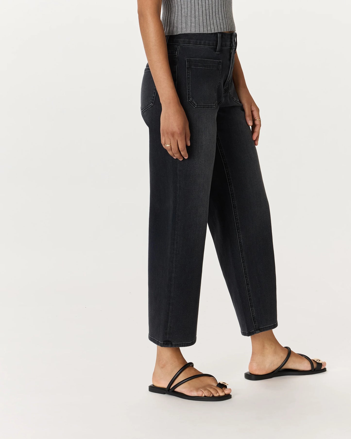 Bella Stretch Patch Pocket Wide Leg Jeans - 24 / Deep Sea Blue