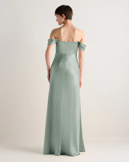 Aurora Stretch Satin Convertible Dress - 0 / Garden Sage Green