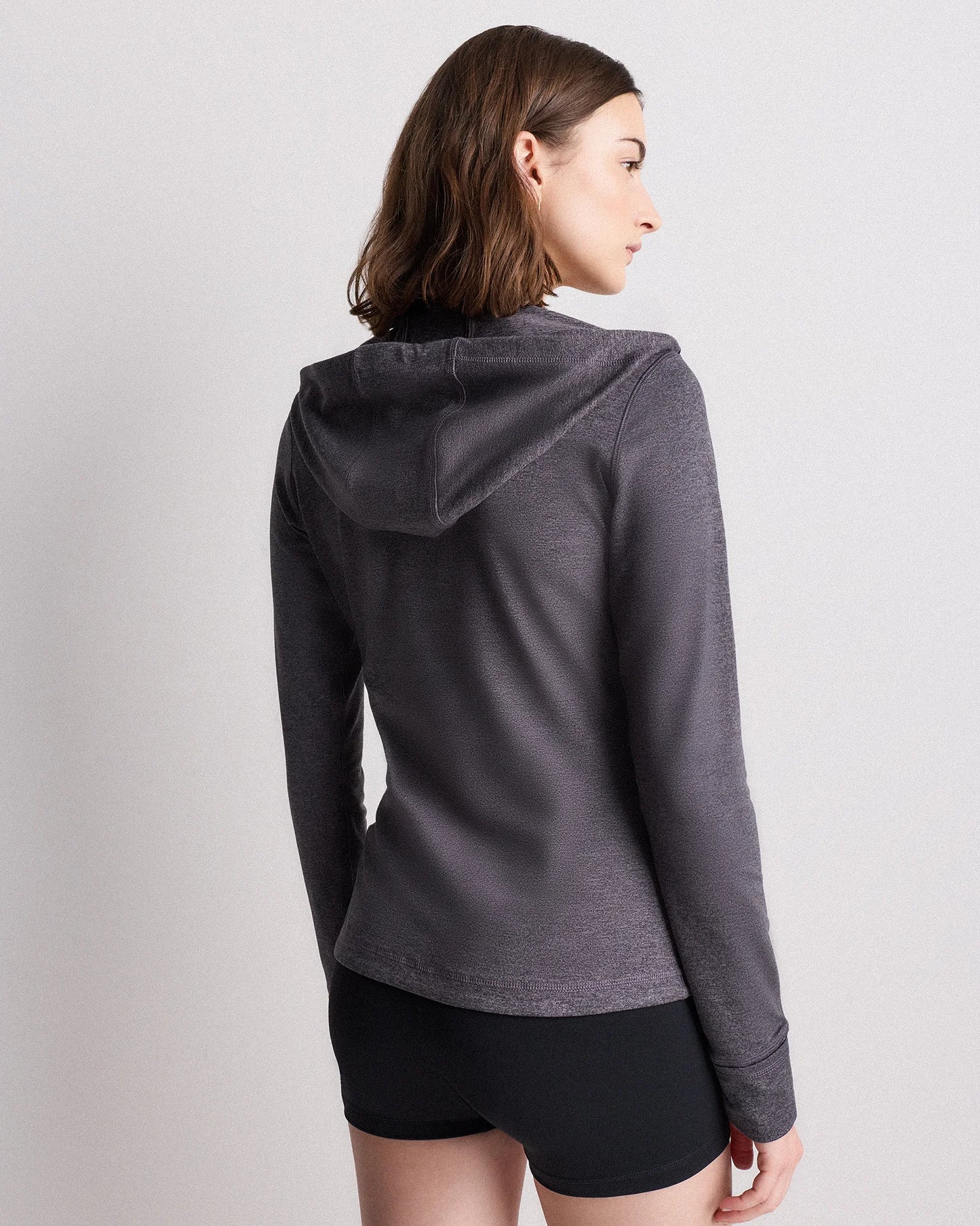 Ultra-Soft Slim Fit Hooded Jacket - XS / Heather Black