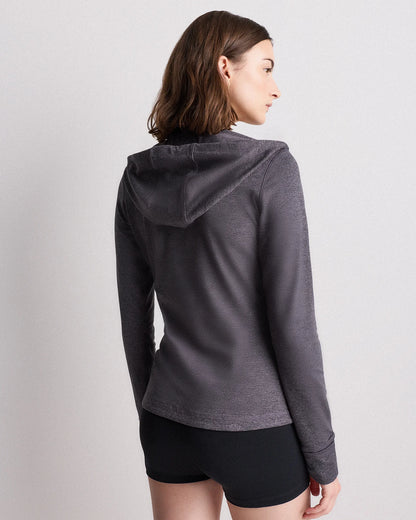 Ultra-Soft Slim Fit Hooded Jacket - XS / Heather Black