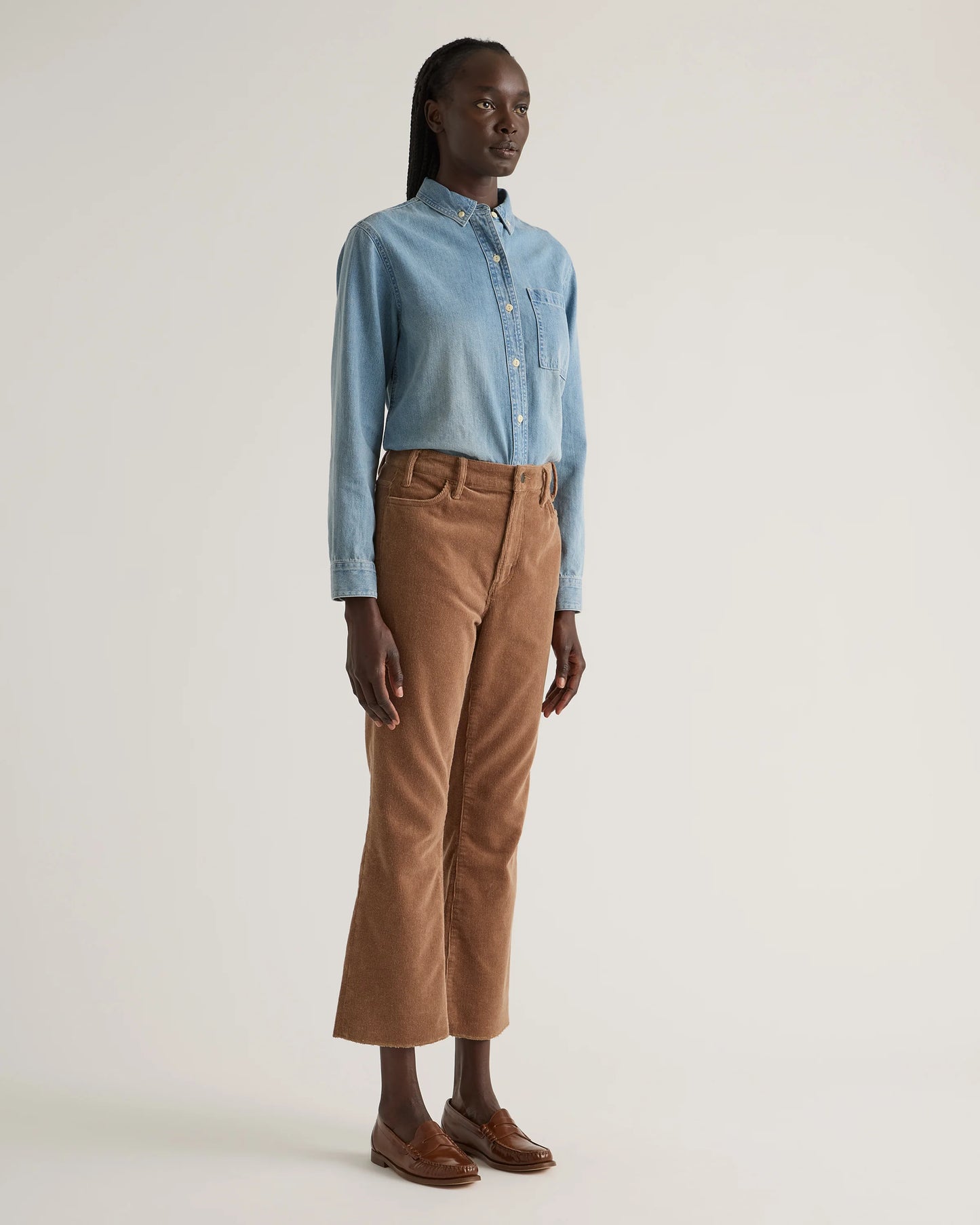 Organic Stretch Corduroy Kick Flare Pants - 0 / Warm Brown