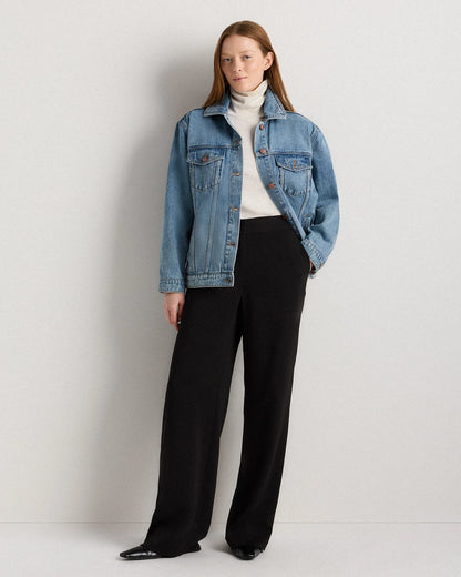 100% Organic Cotton Oversized Denim Jacket - XS / Washed Black