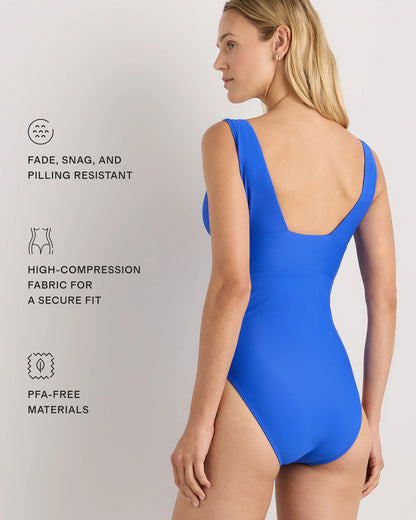 Italian Plunge One-Piece Swimsuit - XS / Deep Navy