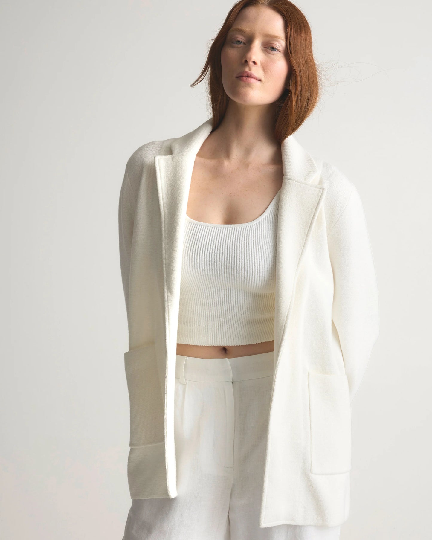100% Organic Cotton Knit Blazer - XS / Heather Dove Grey