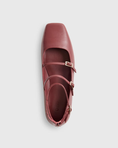 Italian Leather Strappy Ballet Flat - 5 / Black