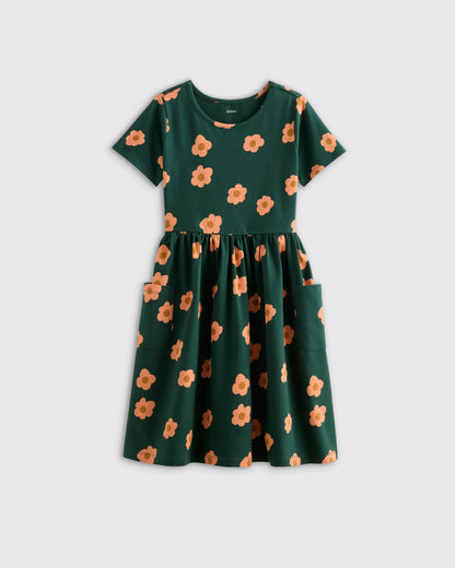 Organic Cotton Fit and Flare Pocket Dress - 6 / Cloud Rainbow Stripe