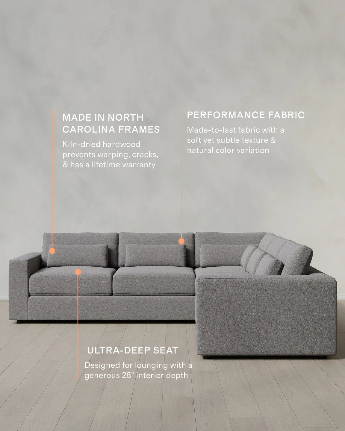 Ashford Deep Seat L Sectional in Performance Basketweave - 119x119 / Fog