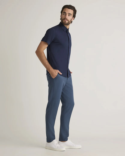 Commuter Stretch Pique Short Sleeve Button Down - S / Black