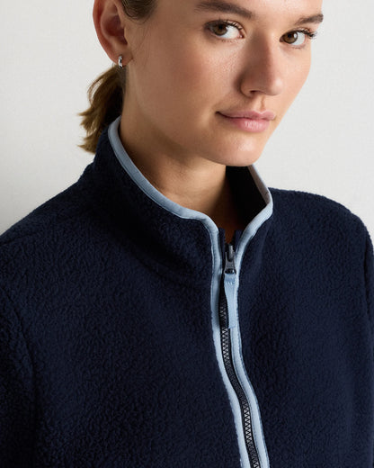 Sherpa Half-Zip Jacket - XS / Deep Navy/Spa Blue