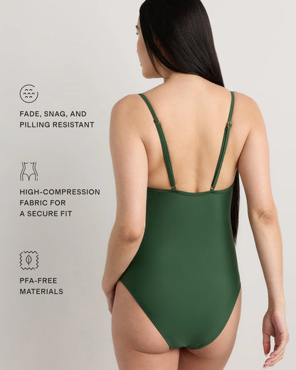 Italian Maternity Square Neck One-Piece Swimsuit - XS / Black/White