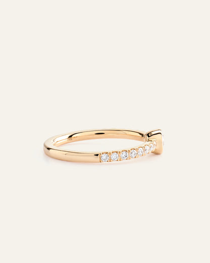 14K Gold Lab Grown Diamond Round Bezel Pave Ring - 4 / Yellow Gold