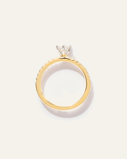 Lab Grown Diamond Marquise Petite Pave Engagement Ring - 1ct - 4 / Yellow Gold