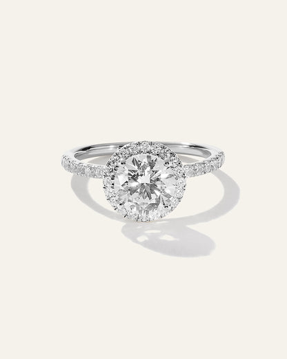 Lab Grown Diamond Round Halo Pave Engagement Ring - 1.50ct - 4 / Yellow Gold