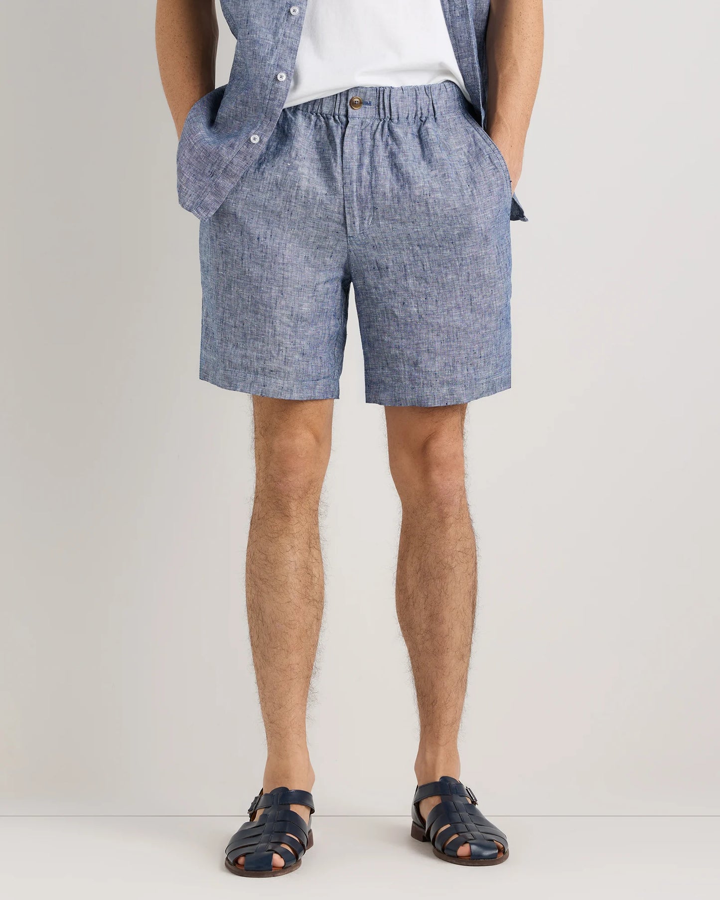 100% European Linen Shorts - 7" - S / Black