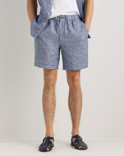 100% European Linen Shorts - 7" - S / Black