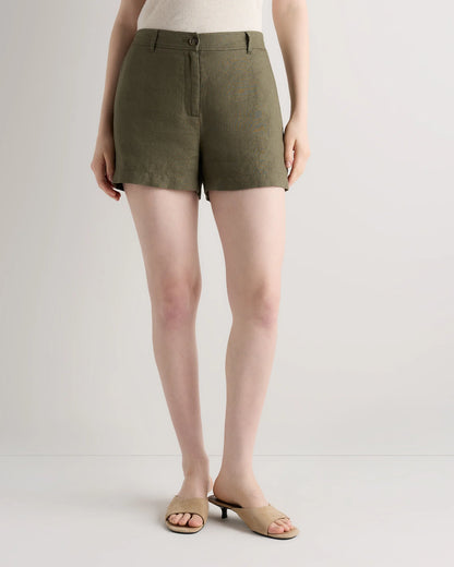 100% European Linen Trouser Shorts - 0 / Bayberry Olive