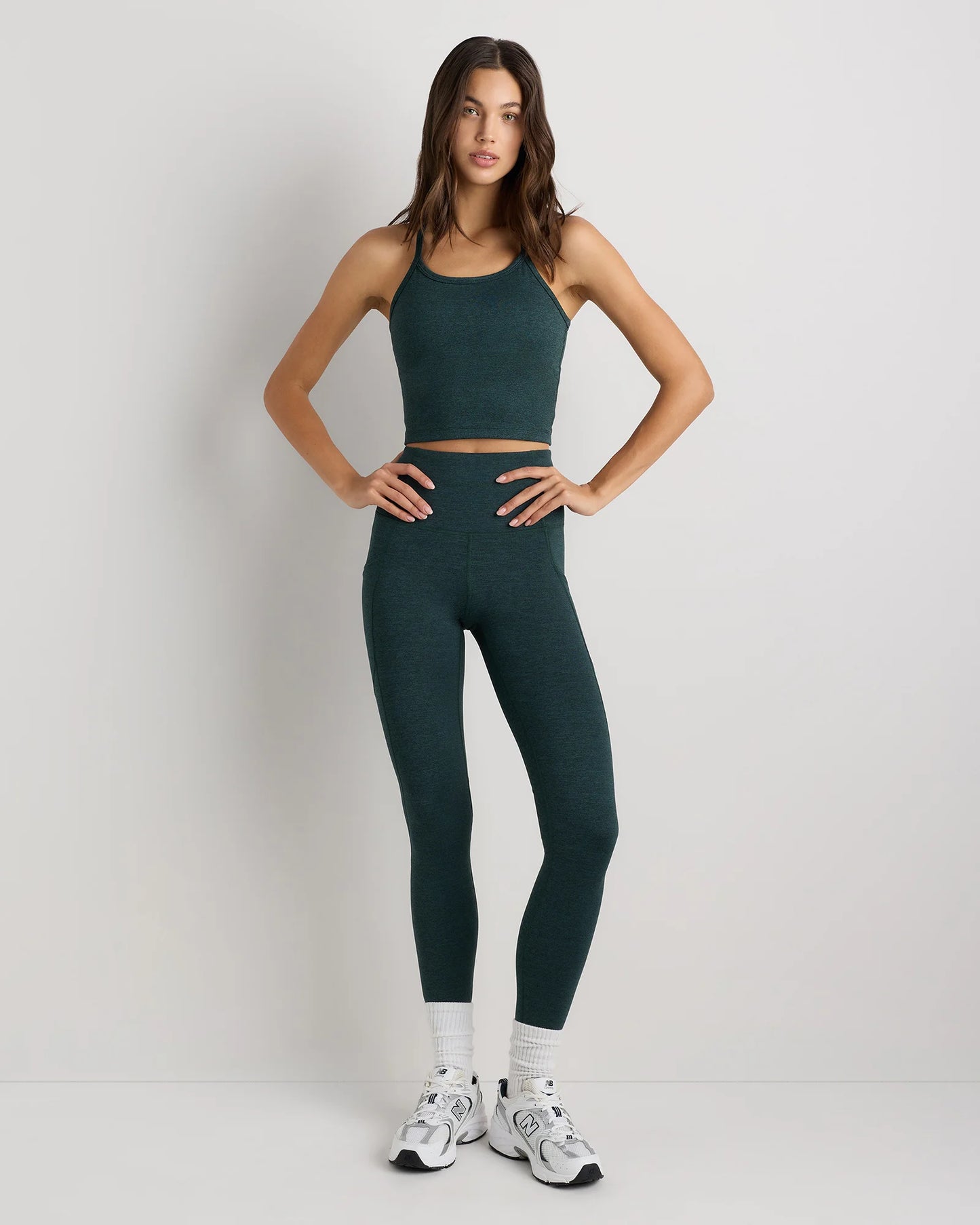 Ultra-Soft Y-Back Cropped Bra Tank - XS / Heather Black