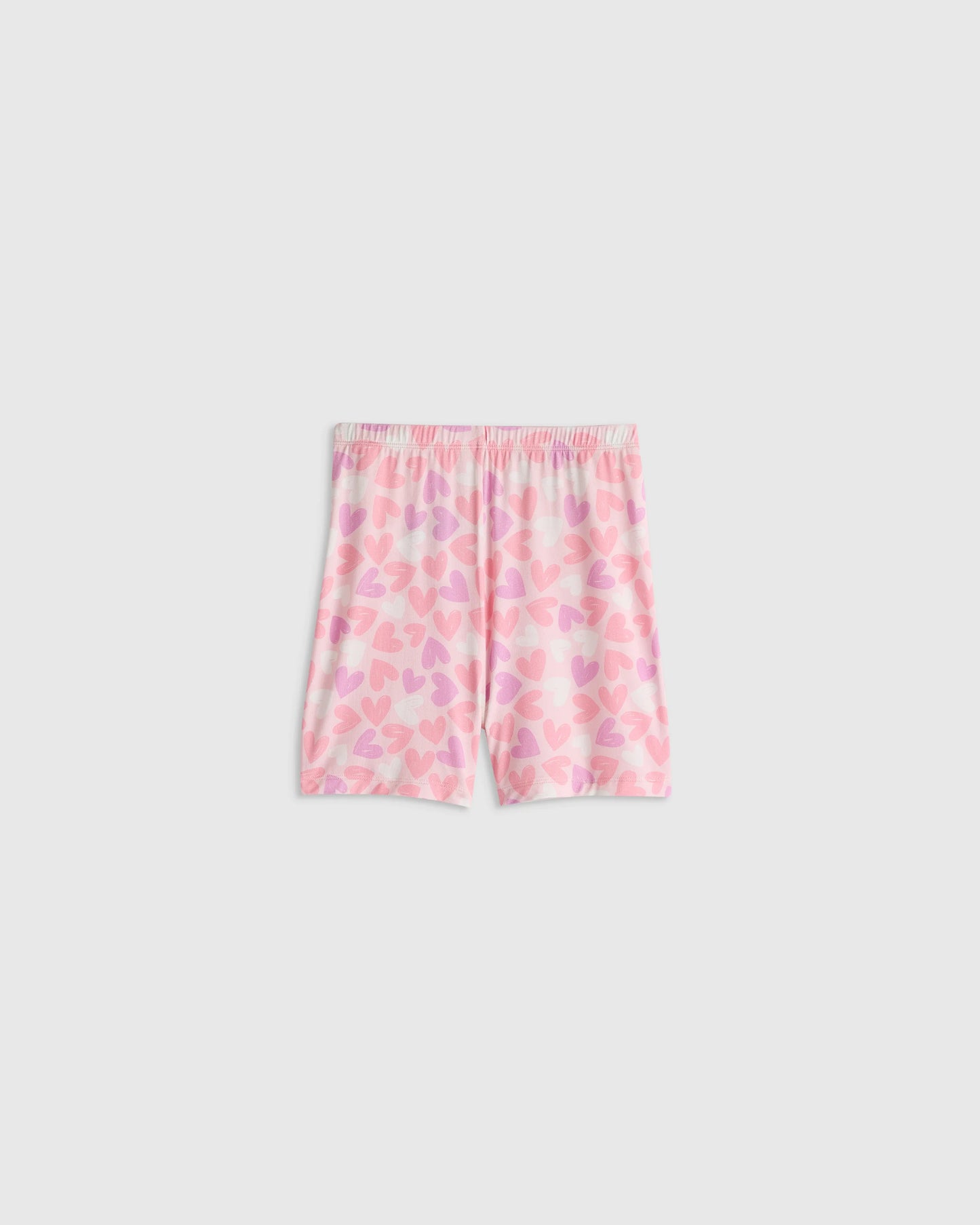 Bamboo Short Sleeve and Shorts Pajama Set - 2T / Lavender Hearts