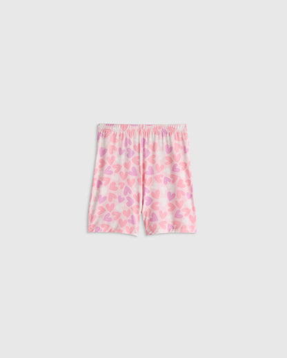 Bamboo Short Sleeve and Shorts Pajama Set - 2T / Lavender Hearts