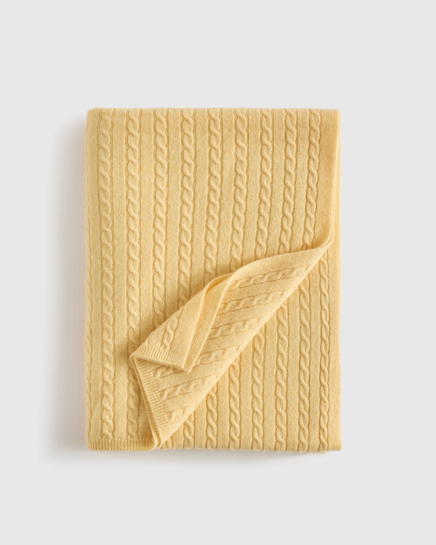 Cable Knit Cashmere Throw - 50x70 / Limoncello