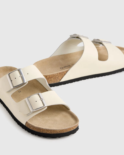 Nappa Leather Double Buckle Slide - 5 / Shell Pink