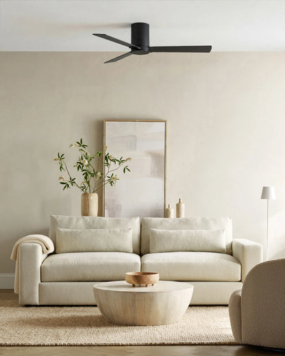 Minimalist Hugger Wood Blade Ceiling Fan - 44" / White
