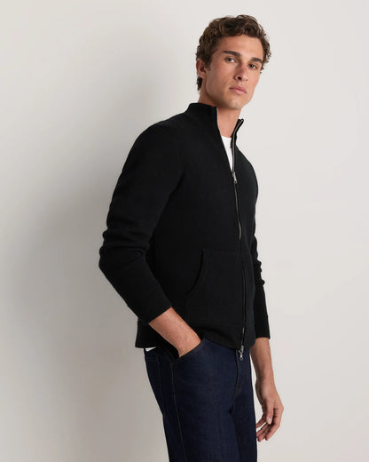 100% Reversible Cashmere Full Zip Sweater - S / Black/Charcoal