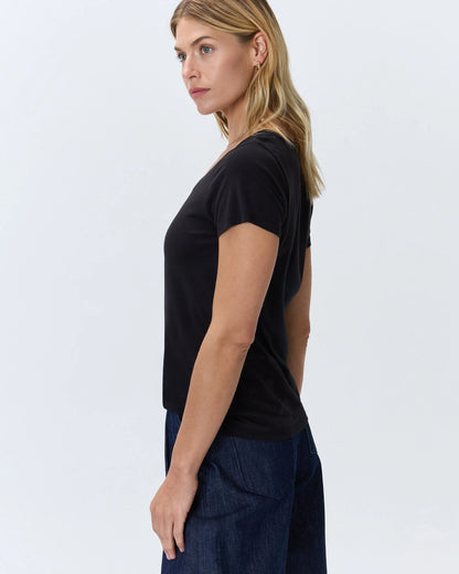 Cotton Modal Scoop Neck Tee - XS / Navy