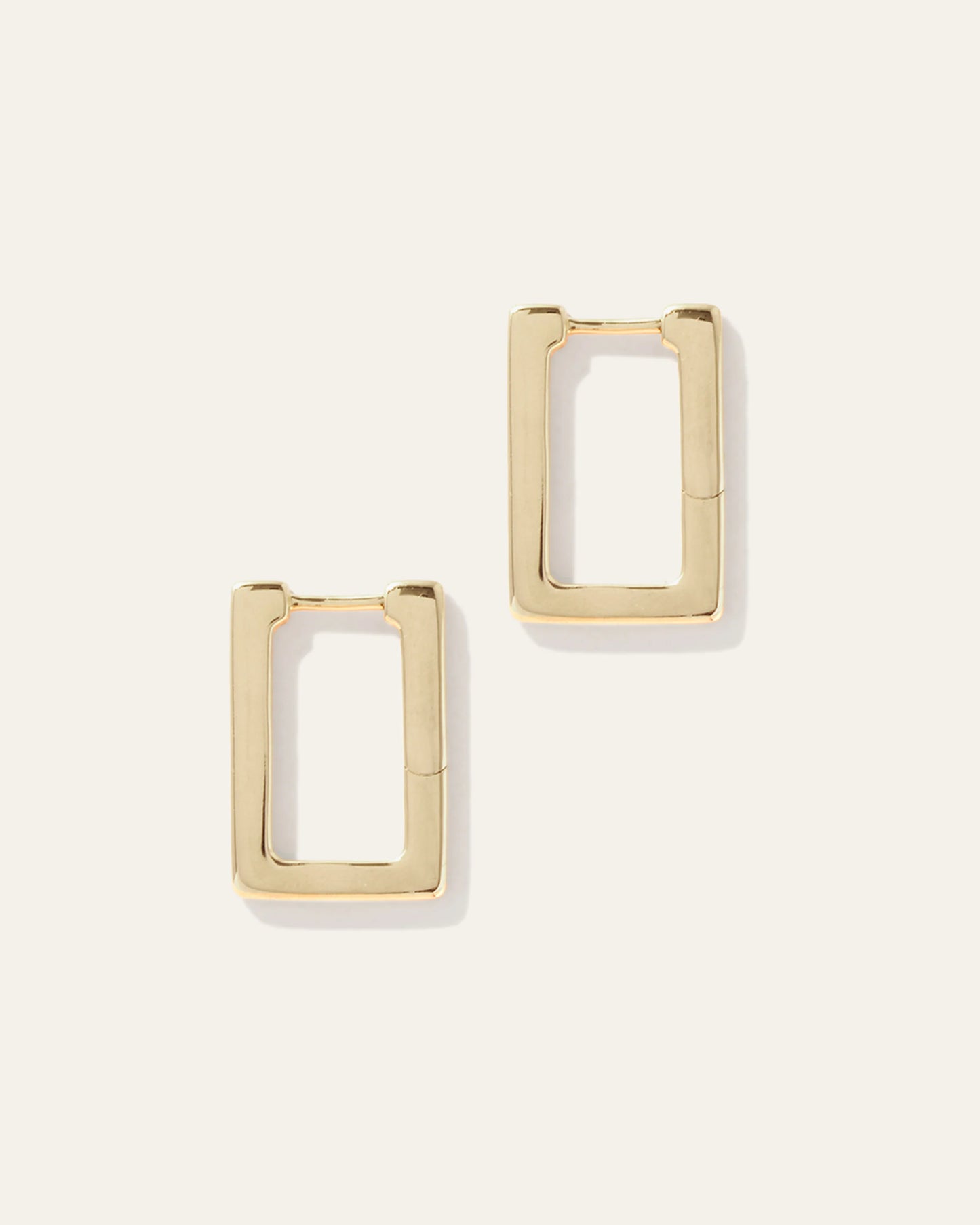 Rectangle Block Hoops - One Size / Gold Vermeil