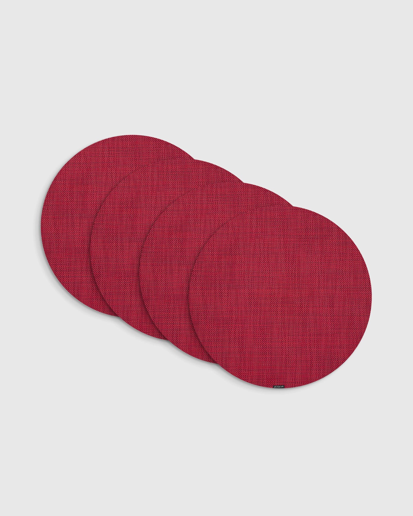 Mini Basketweave Easy-Care Round Placemat, Set of 4 by Chilewich - One Size / Parchment