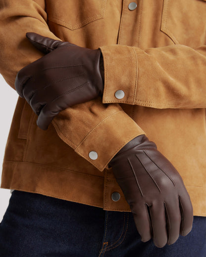 Cashmere Lined Leather Gloves - S / Black