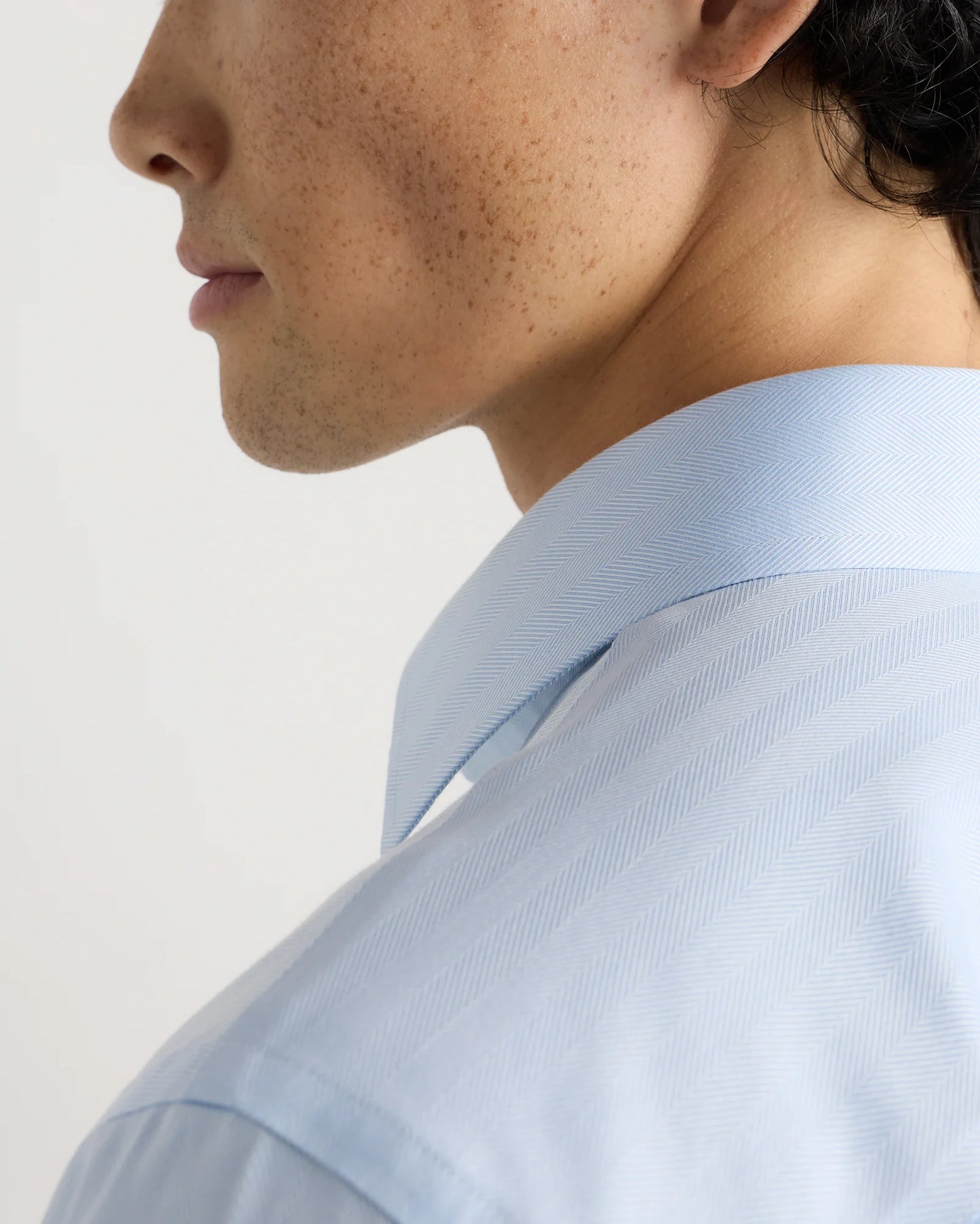 Supima Cotton Herringbone Dress Shirt - S / Blue Stripe