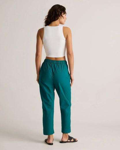 100% Organic Cotton Poplin Pull-On Pants - XS / Garden Green
