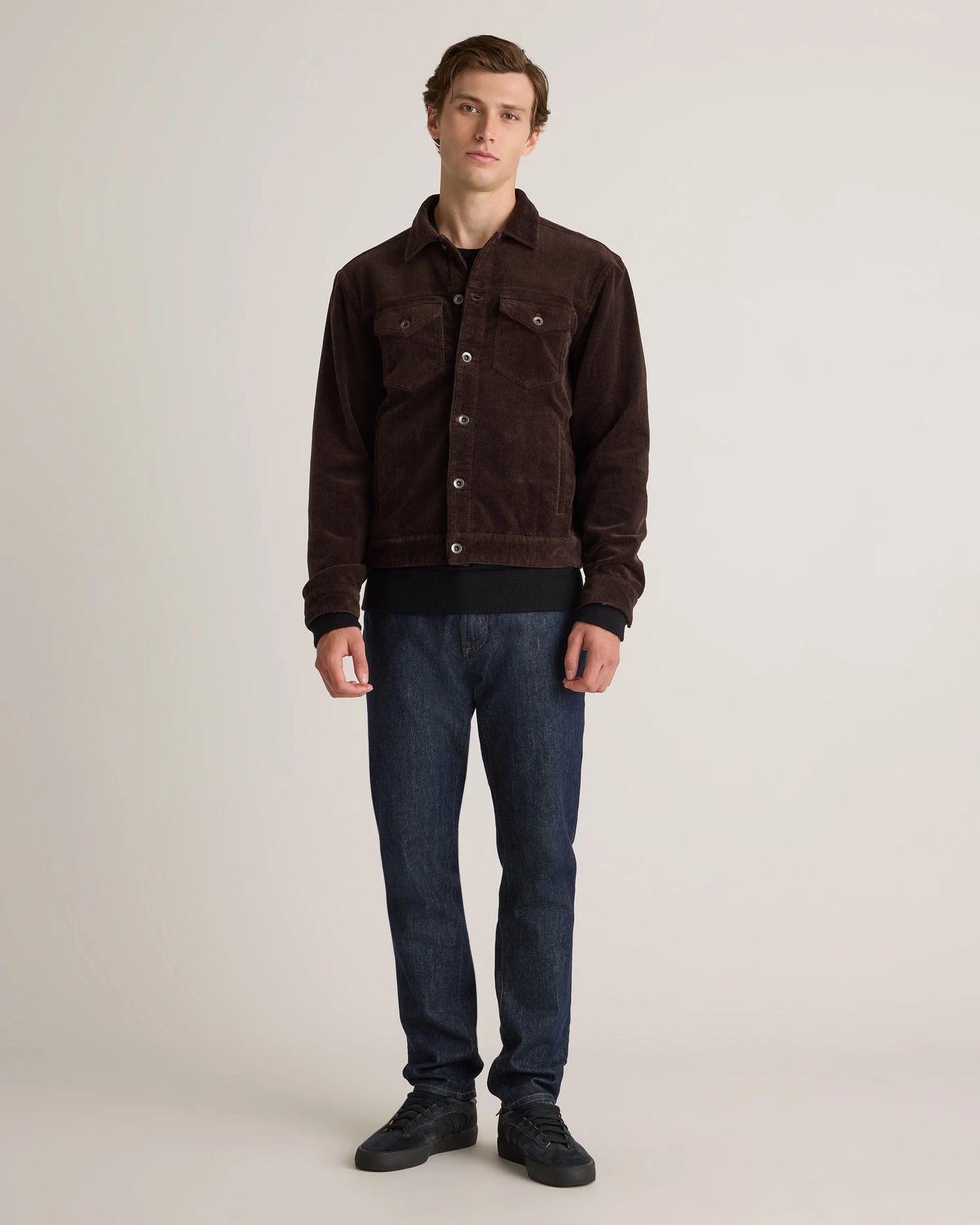Organic Stretch Corduroy Trucker Jacket - S / Seaweed