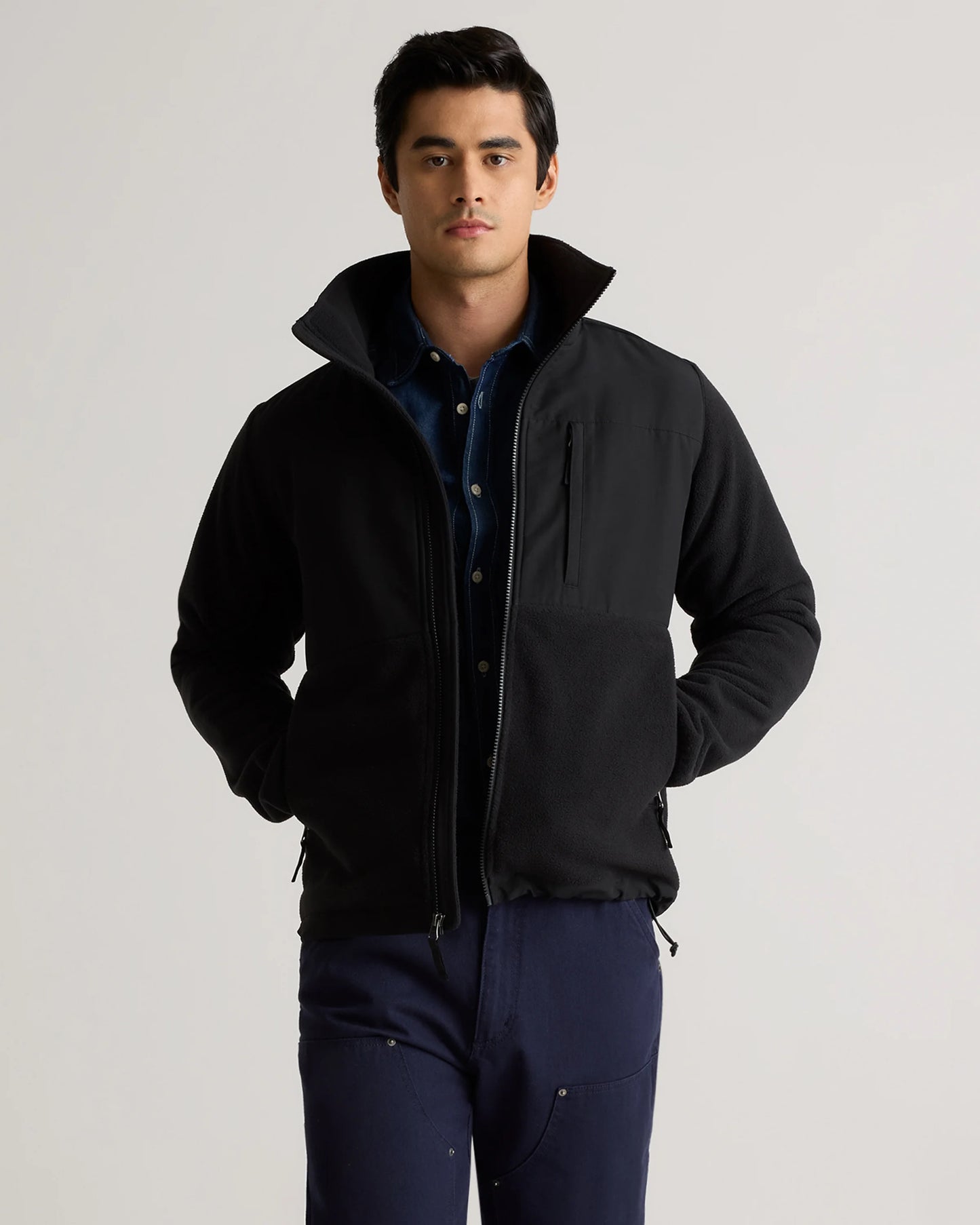 Polar Fleece Full-Zip Jacket - S / Gravel/Bold Black
