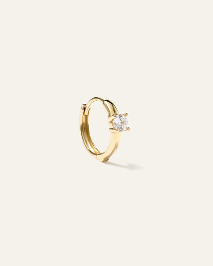 14K Gold Gemstone Tiny Huggie - Single - One Size / Emerald
