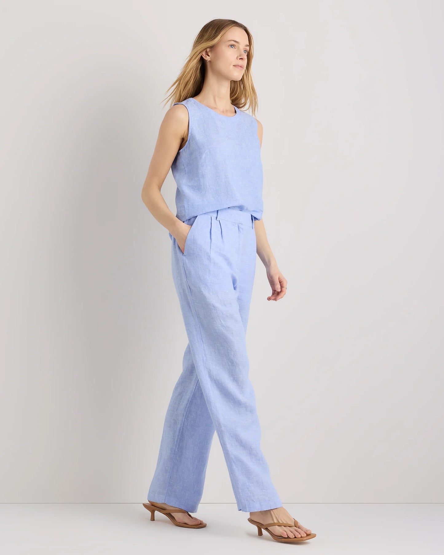 100% European Linen Pleated Trouser - 0 / Bayberry Olive