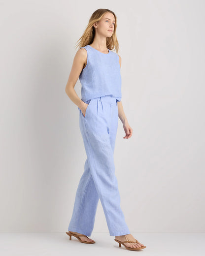 100% European Linen Pleated Trouser - 0 / Bayberry Olive