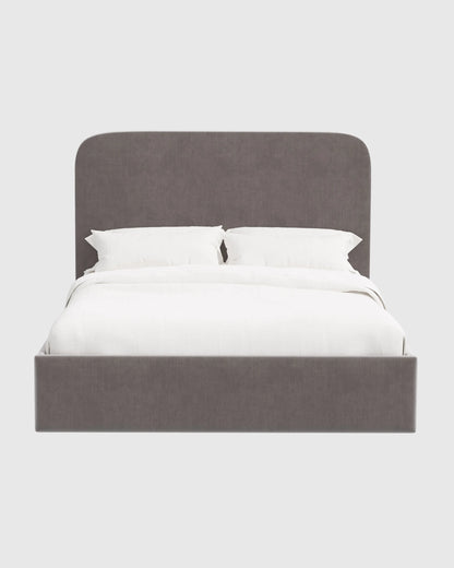 Curved Bed in Performance Velvet - Full / Walnut