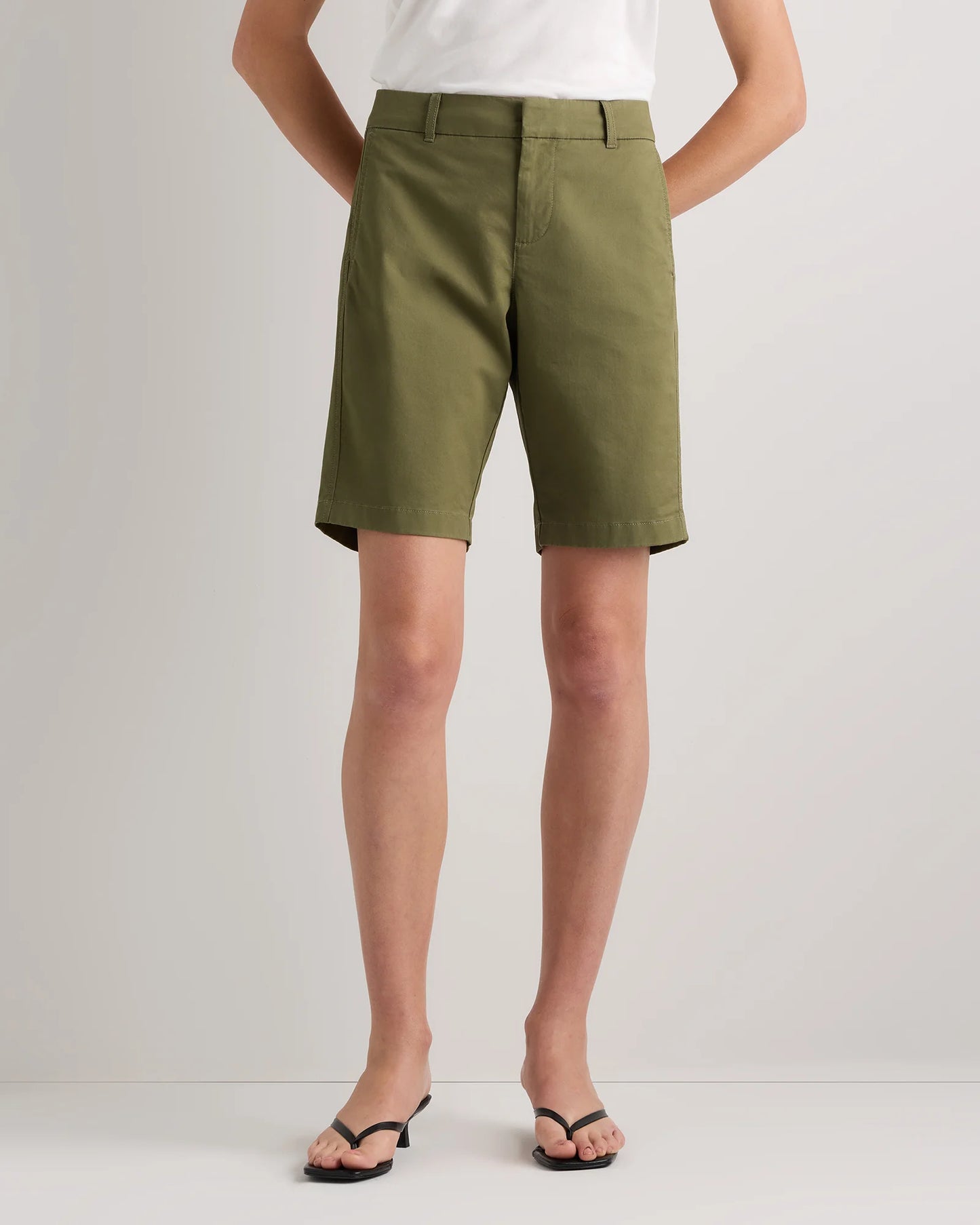 Organic Stretch Cotton Chino Bermuda Shorts - 0 / Bayberry Olive