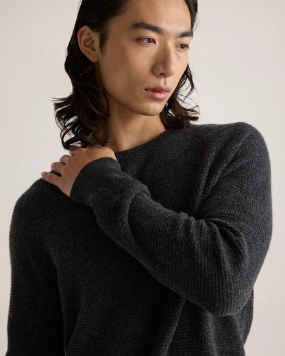 Mongolian Cashmere Waffle Sweatshirt - S / Faded Denim