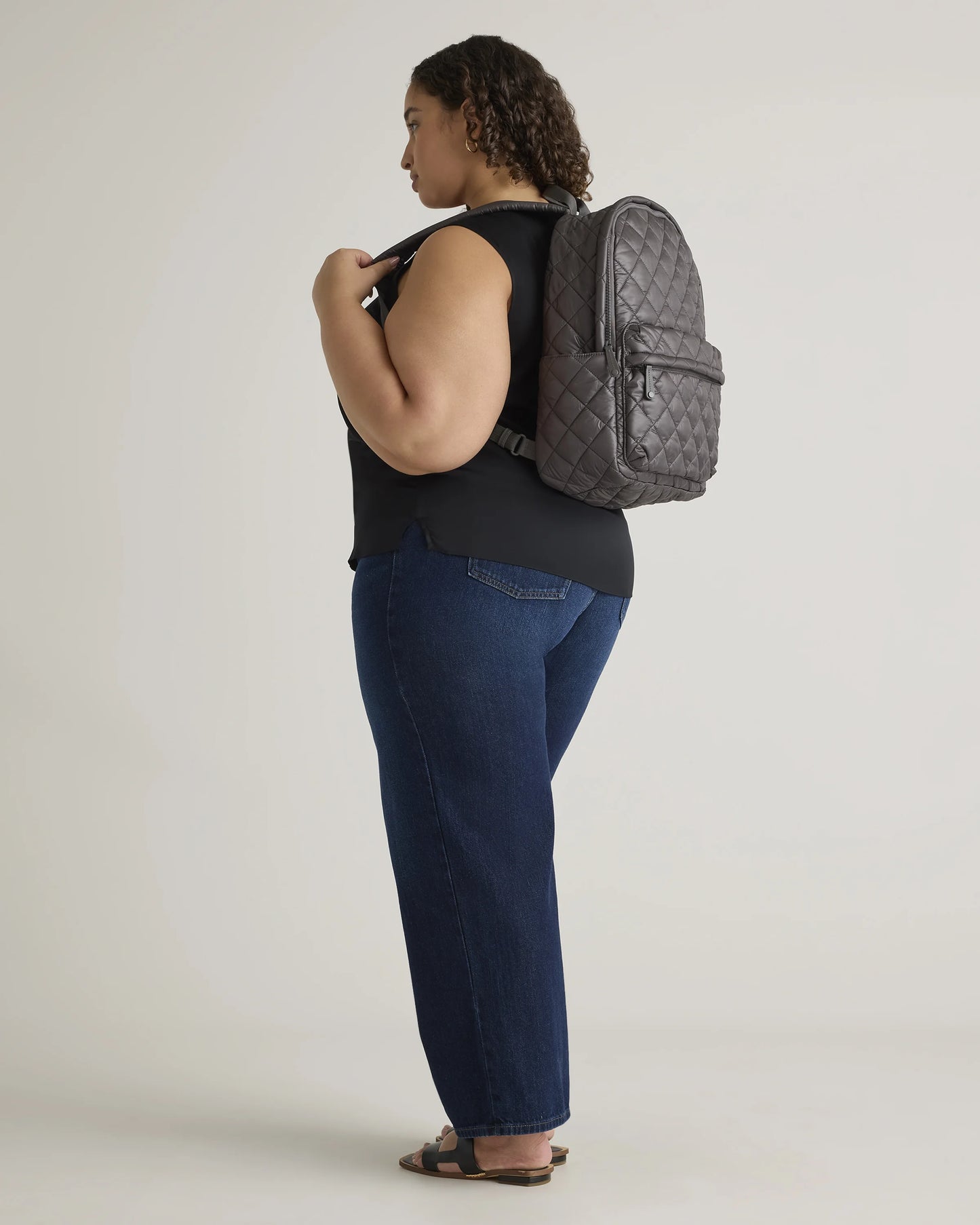 Transit Quilted Commuter Backpack - One Size / Taupe Brown