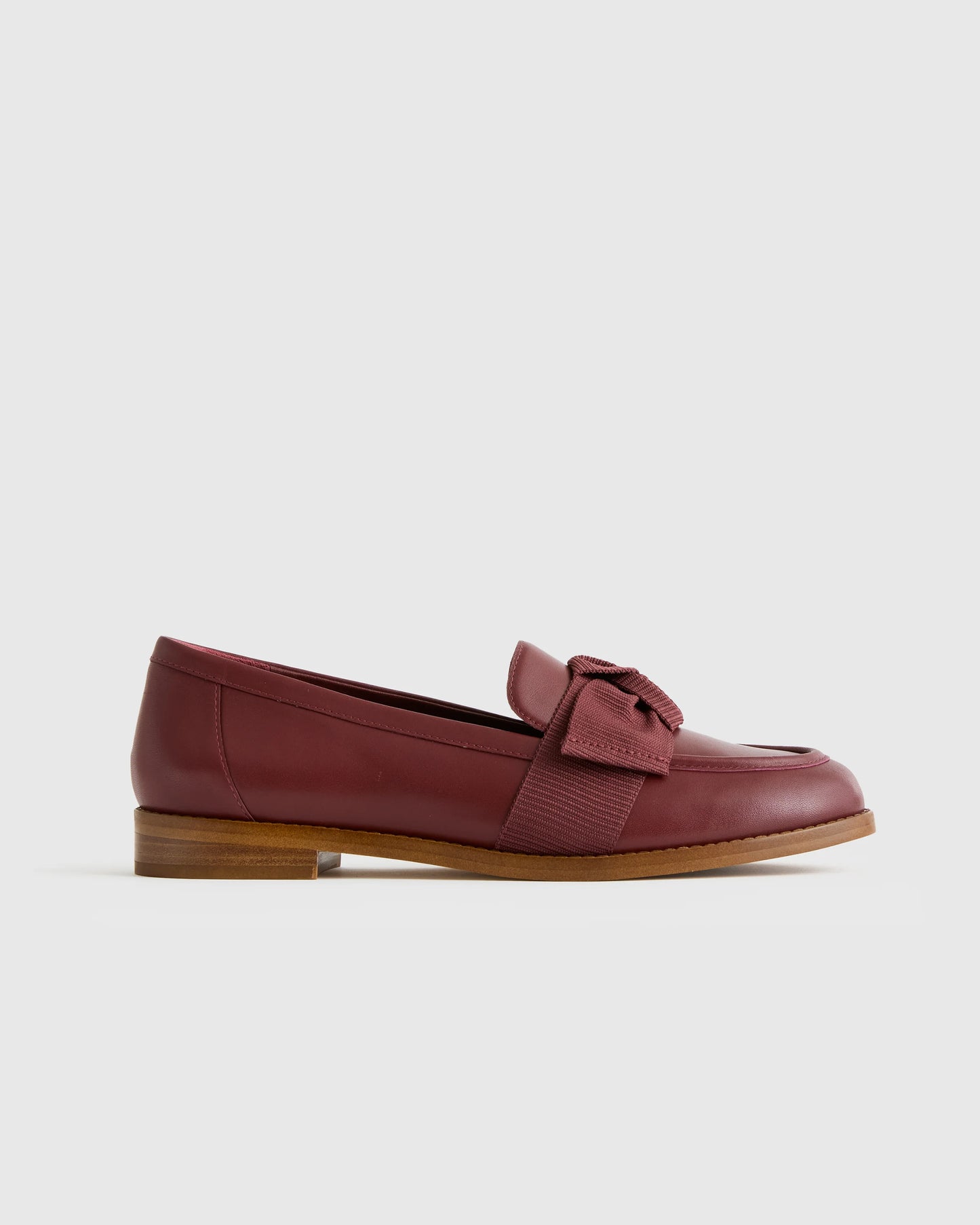 Italian Leather Bow Penny Loafer - 5 / Bone