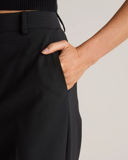 Italian Wool Straight Leg Pants - 0 / Black