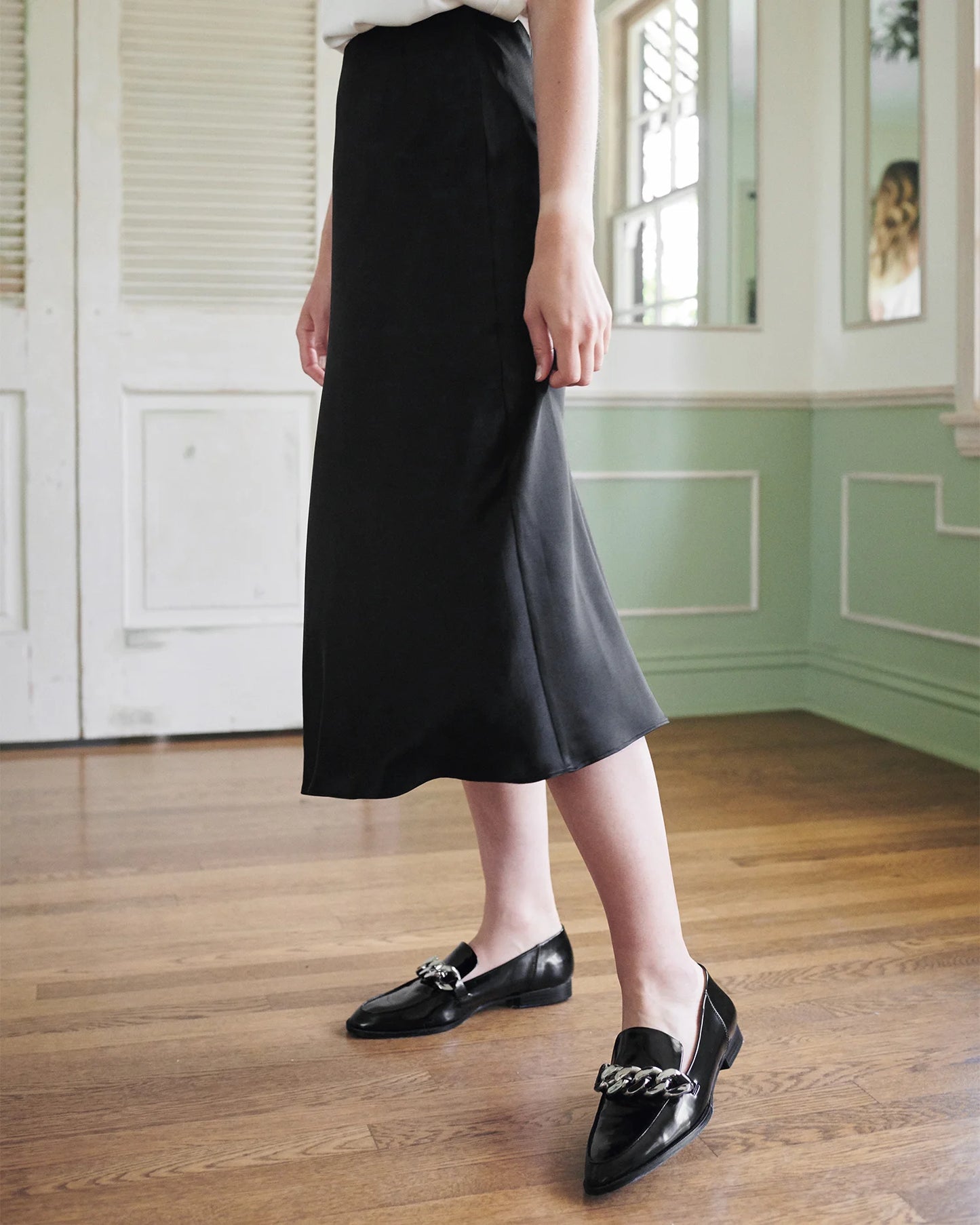 100% Washable Silk Skirt - XS / Champagne